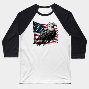 USA Flag with Bald Eagle Baseball T-Shirt